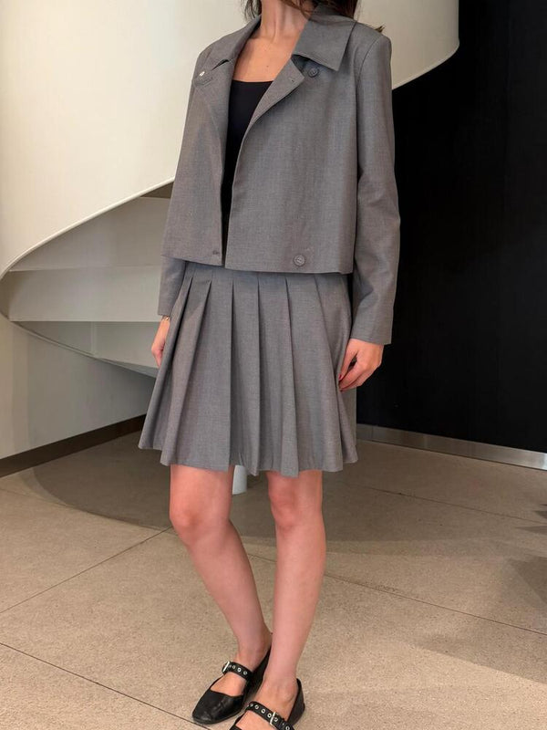 Cropped Jacket + Pleated Skirt