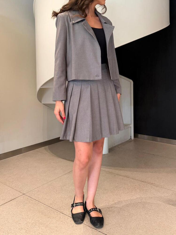 Cropped Jacket + Pleated Skirt