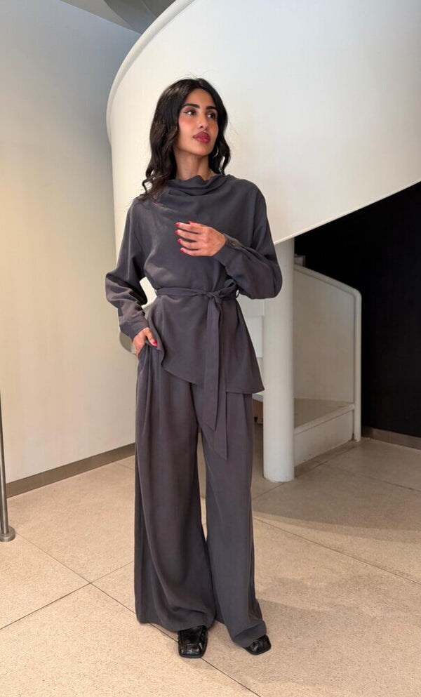 Belted Draped Pants Set