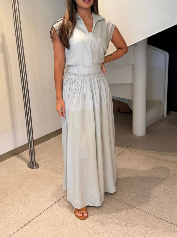 V-Neck Tunic + Maxi Skirt