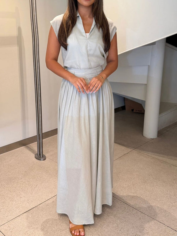 V-Neck Tunic + Maxi Skirt