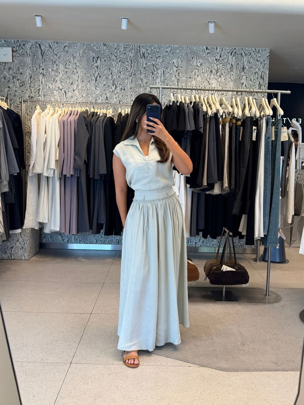 V-Neck Tunic + Maxi Skirt
