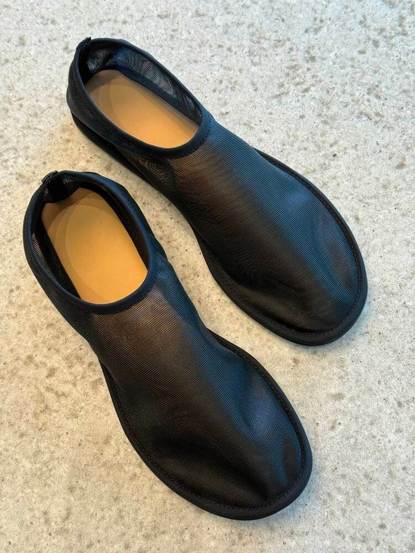 Nylon Mesh Sock Leather Flats