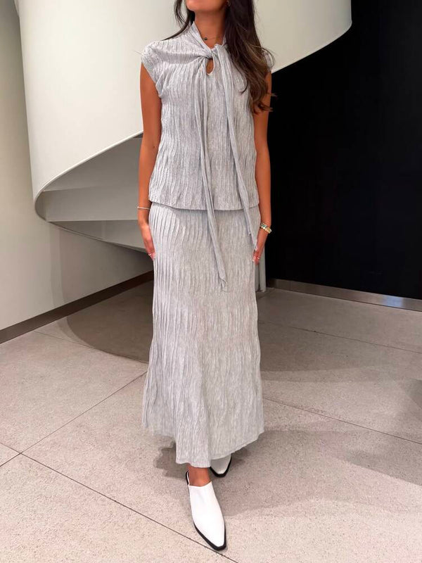 Crumpled Tie + Skirt Set
