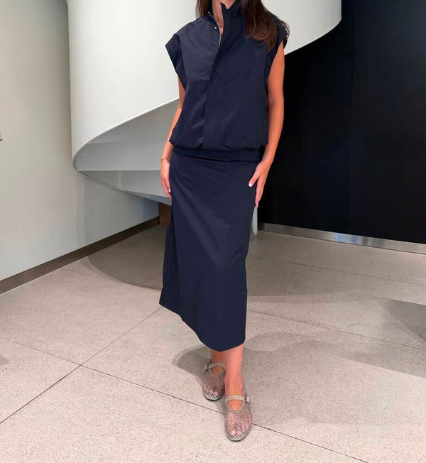Crinkled Vest Skirt Set