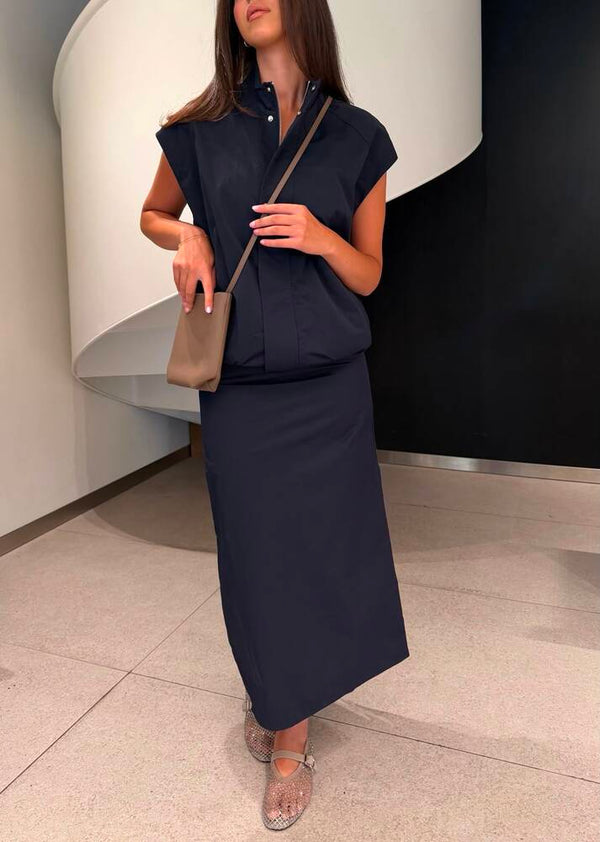 Crinkled Vest Skirt Set