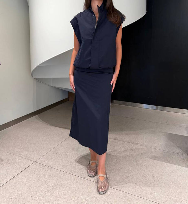 Crinkled Vest Skirt Set