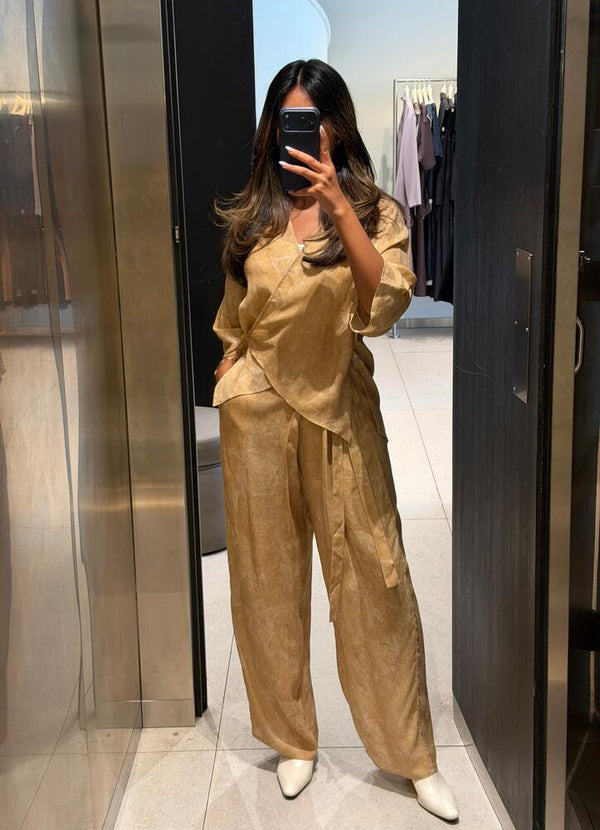 Wrap Blouse Pants Set