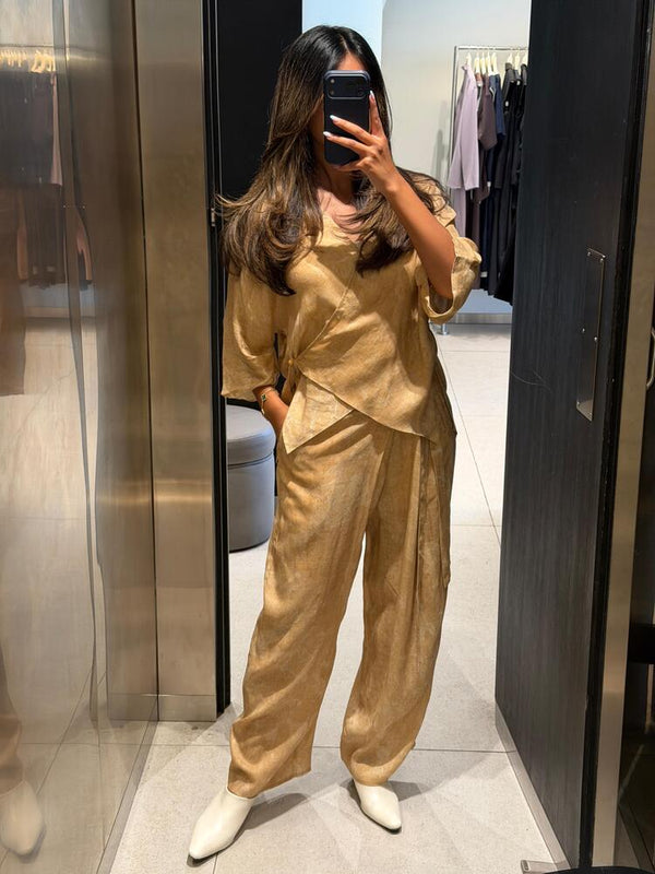 Wrap Blouse Pants Set