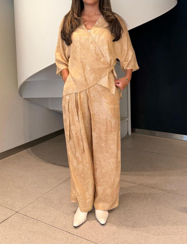 Wrap Blouse Pants Set