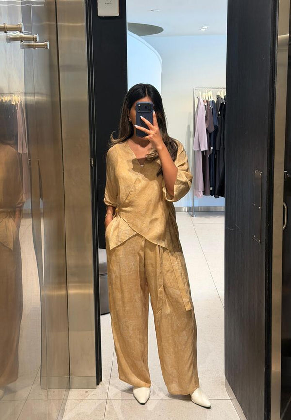 Wrap Blouse Pants Set