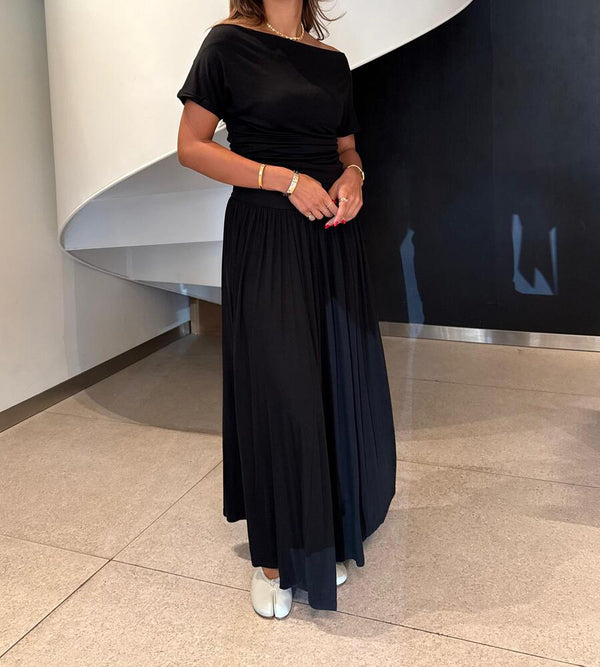 Cotton Pleat Top + Skirt Set