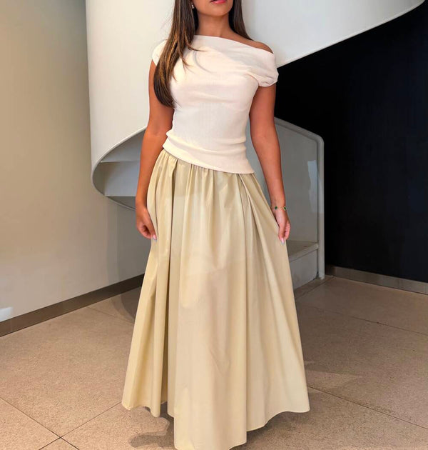 High Cowl Top + Skirt Set