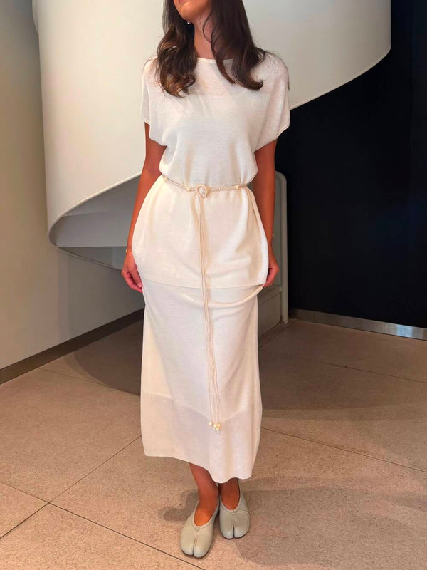 Knotted Waist Belted + Skirt Set