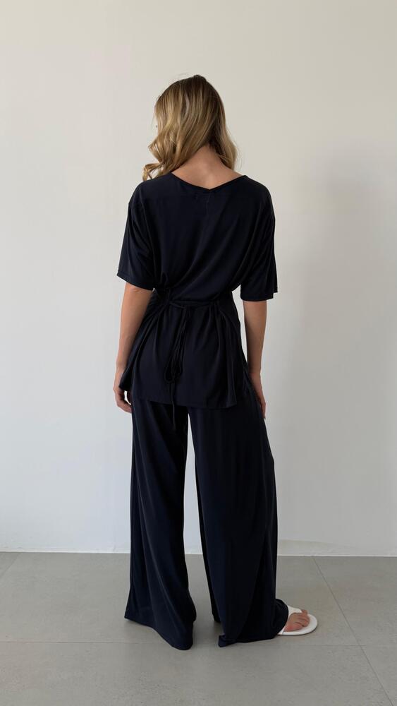 Belted Waist Top + Pants Set
