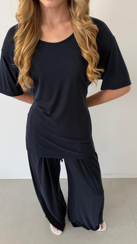 Belted Waist Top + Pants Set