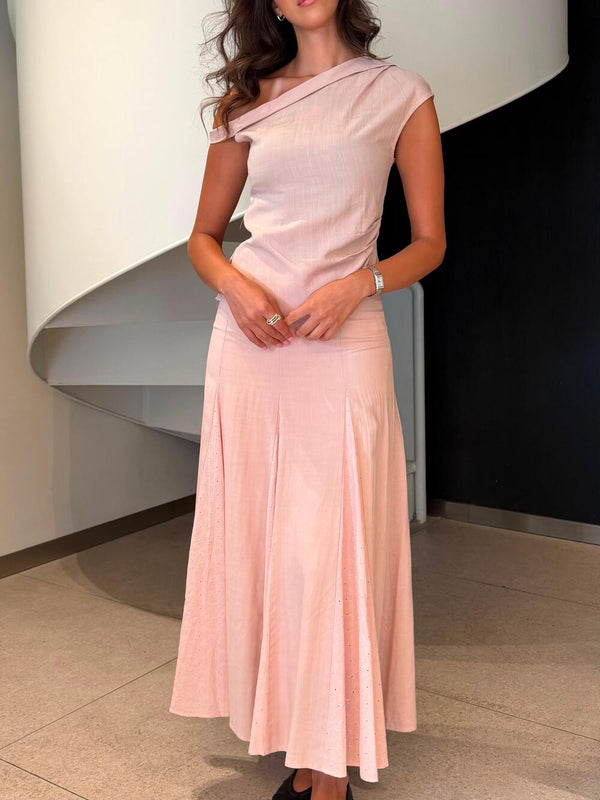 Asymmetrical Neckline + Skirt Set