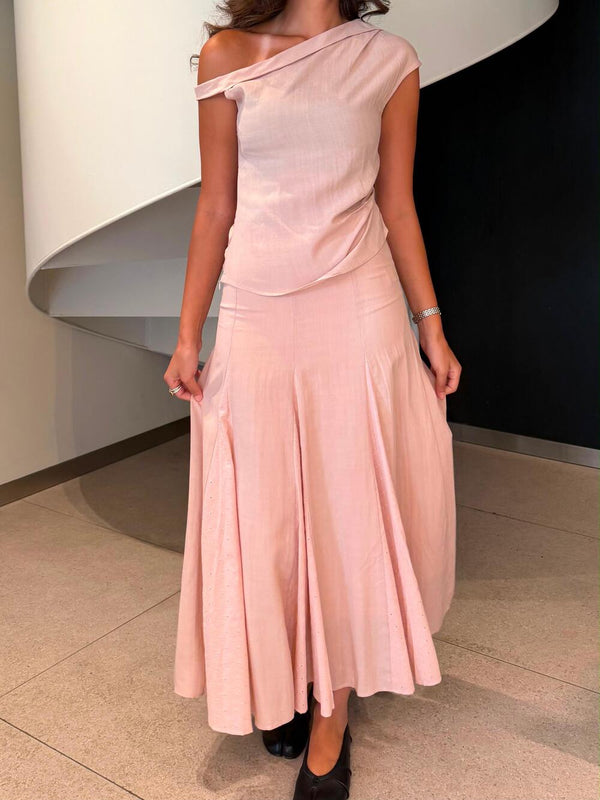 Asymmetrical Neckline + Skirt Set