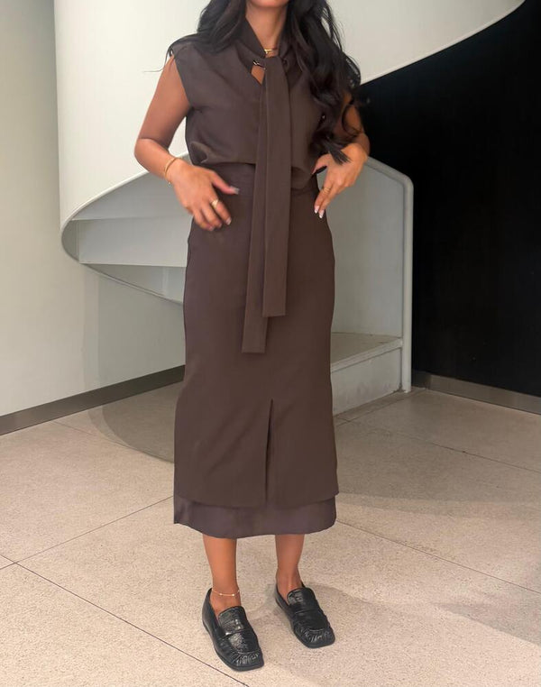 Sleeveless Tie + Skirt Set