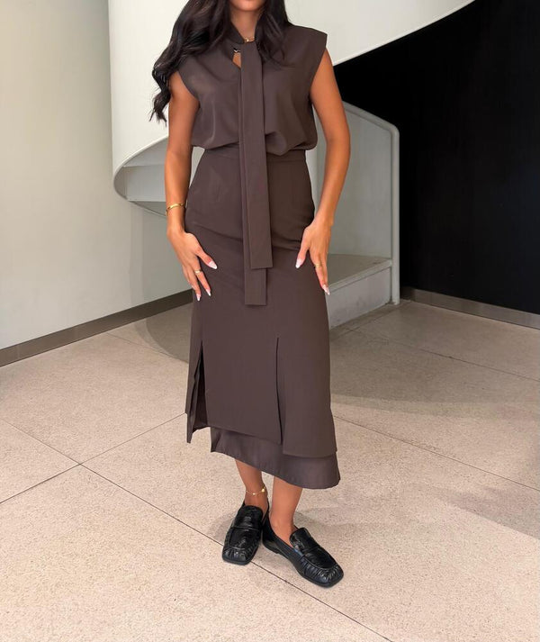 Sleeveless Tie + Skirt Set