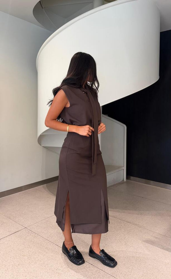Sleeveless Tie + Skirt Set