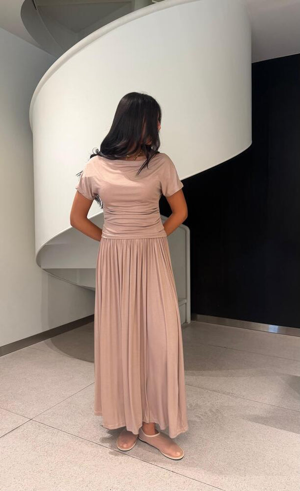 Cotton Pleat Top + Skirt Set