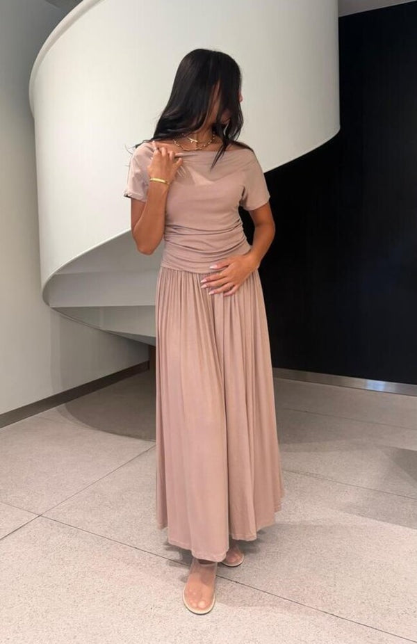 Cotton Pleat Top + Skirt Set