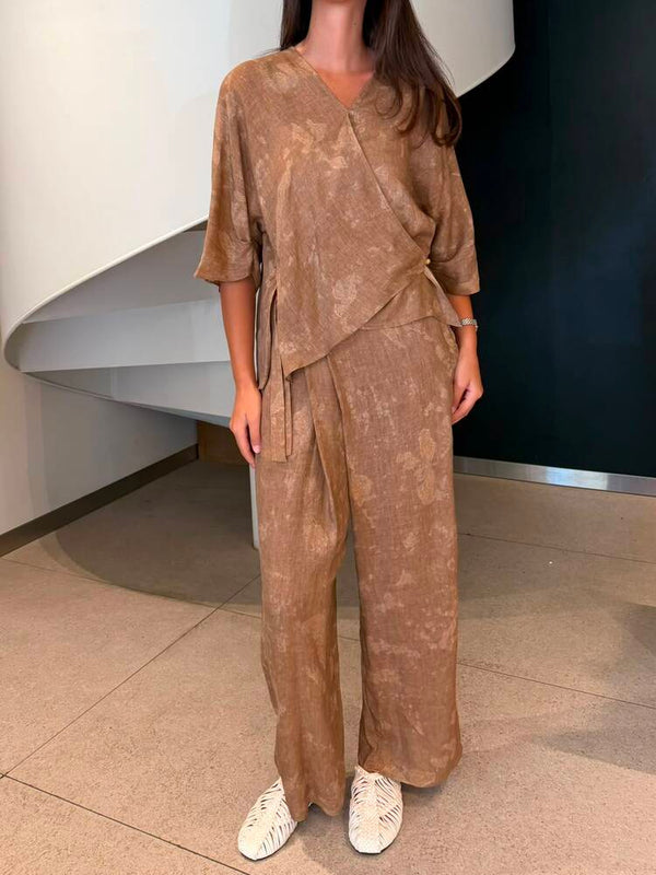 Wrap Blouse Pants Set