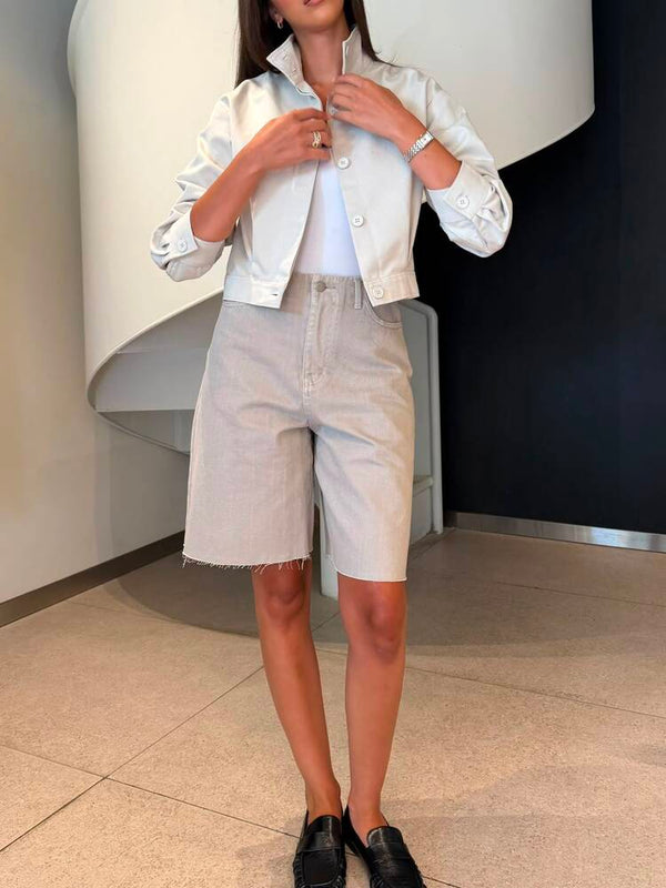High Neck Cropped Jacket
