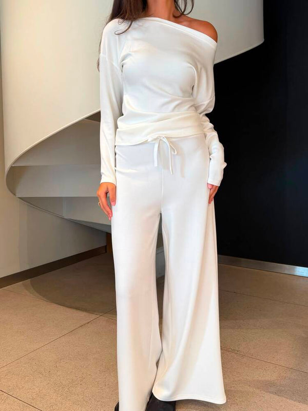 Boat Neck Top + Pants Set