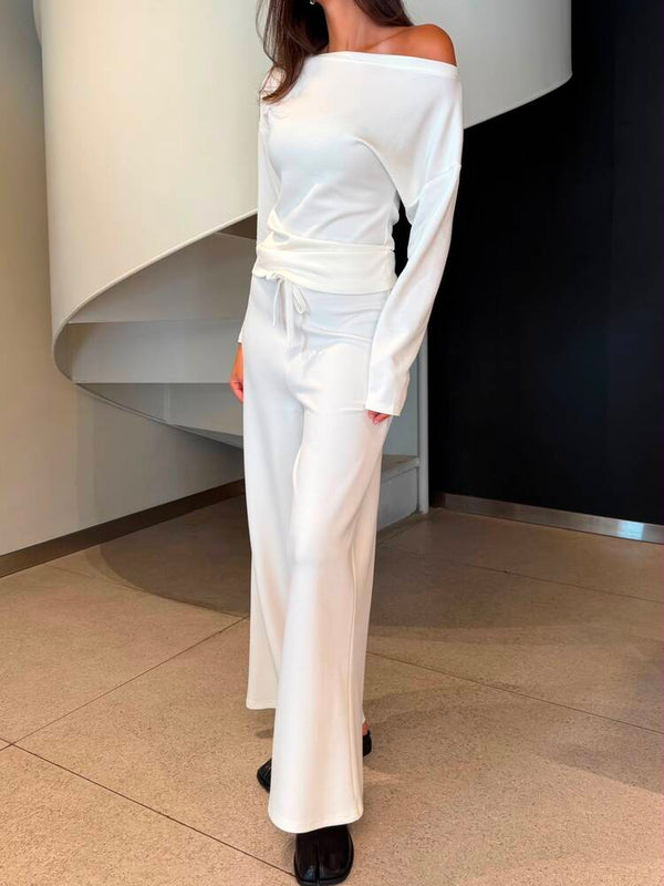 Boat Neck Top + Pants Set