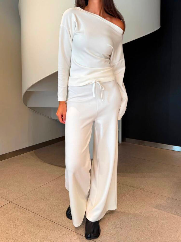 Boat Neck Top + Pants Set
