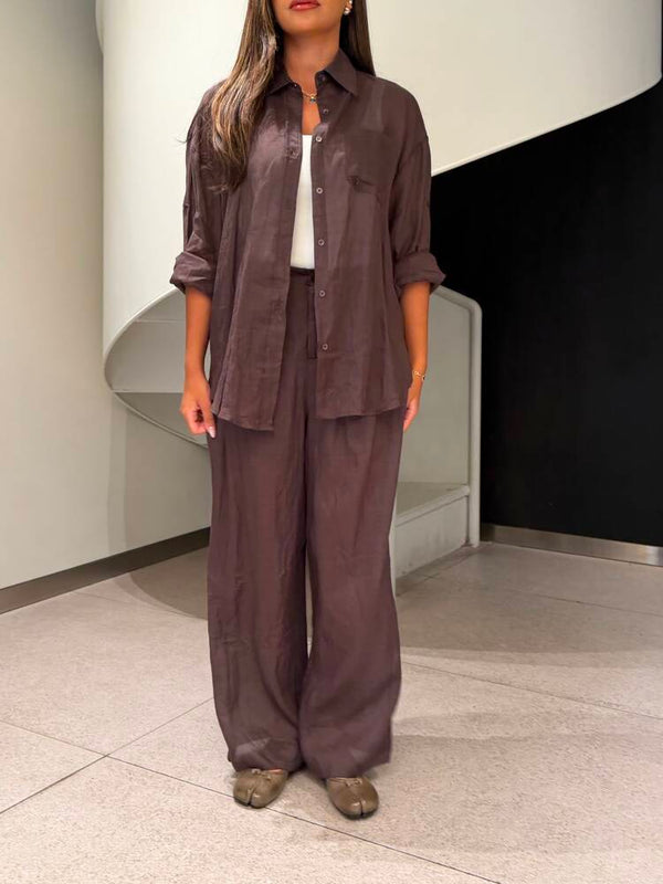 Chocolate Linen Pants Set