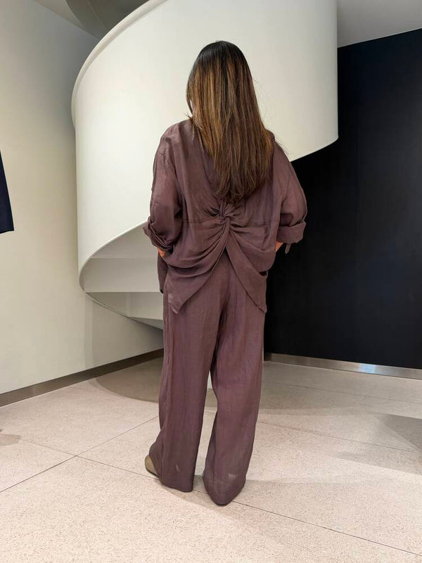 Chocolate Linen Pants Set