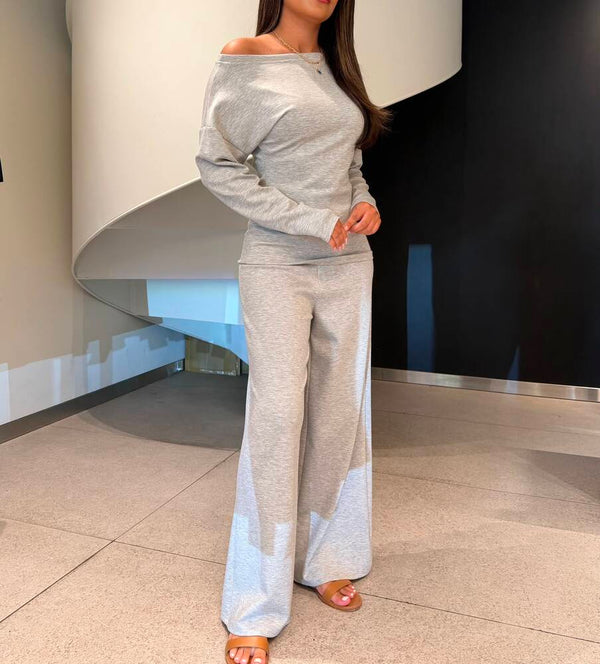 Boat Neck Top + Pants Set