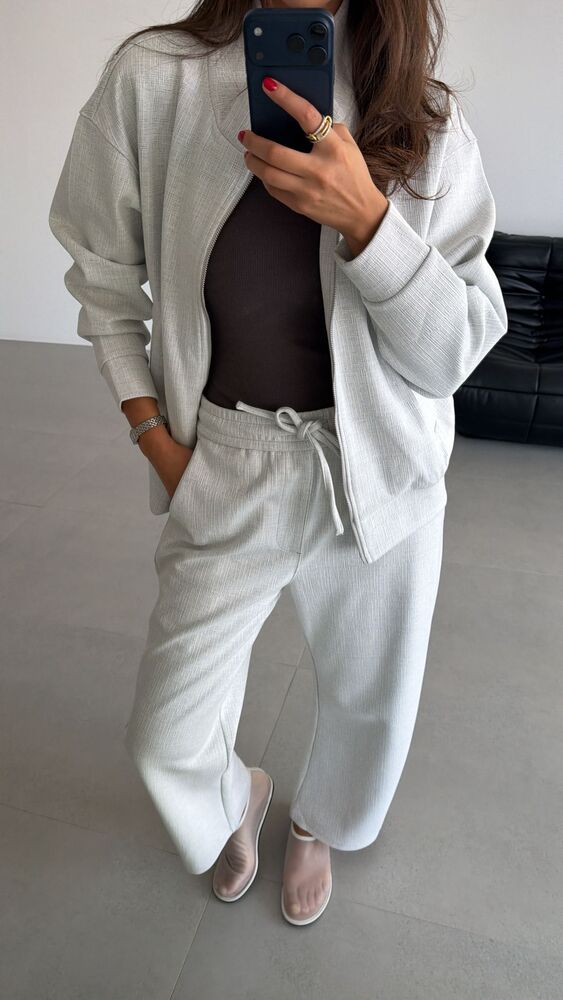 High Neck Zip -Up Jacket + Pants Set