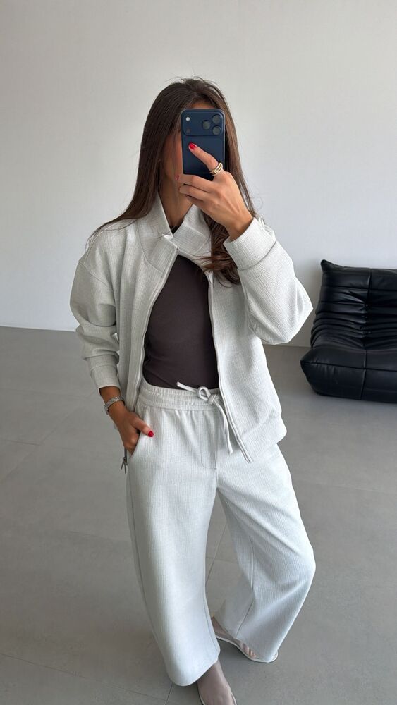 High Neck Zip -Up Jacket + Pants Set
