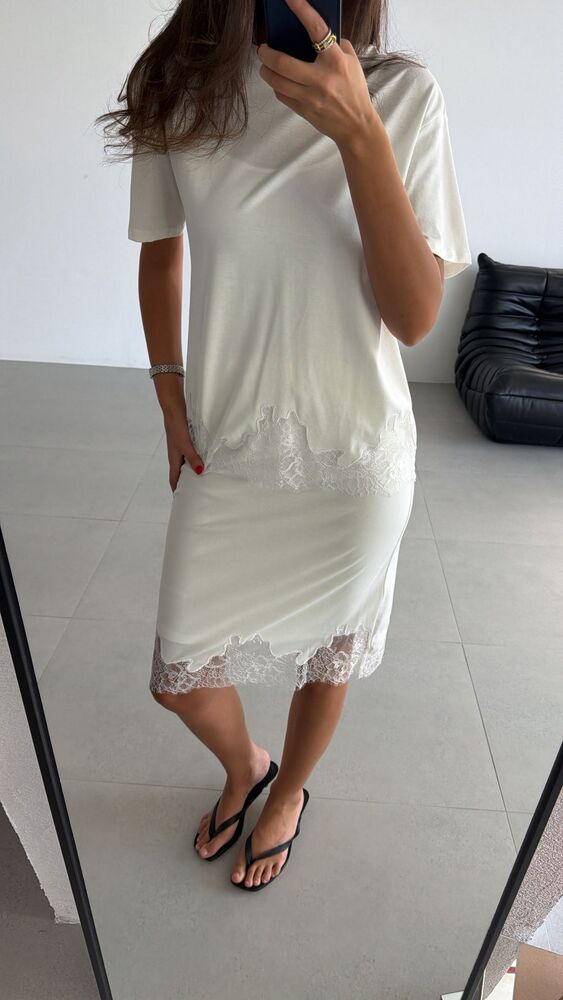 Floral Lace Trim + Skirt Set