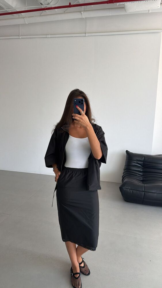 Short Sleeve Zip-Up + Skirt Set