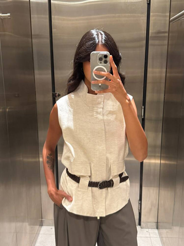Collar Belted Vest