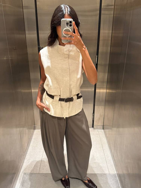 Collar Belted Vest