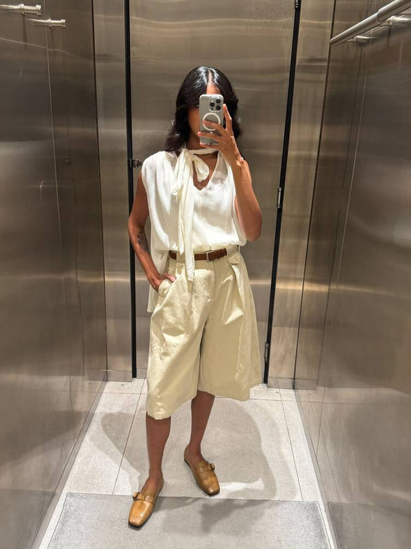 Sleeveless Neck Tie Tops