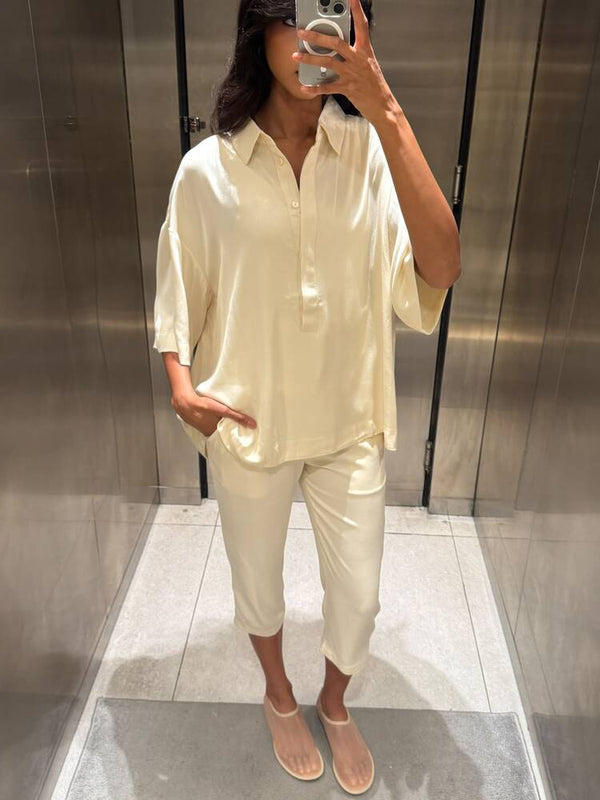 Collared Top + Pants Set
