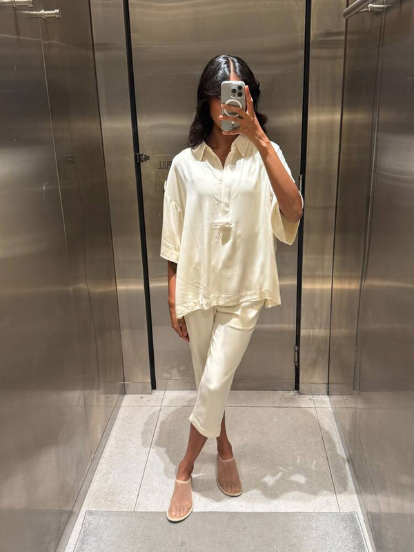 Collared Top + Pants Set