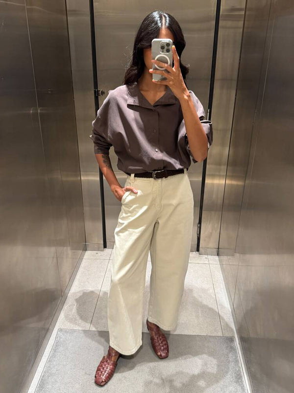 Cotton Wide Leg Trousers