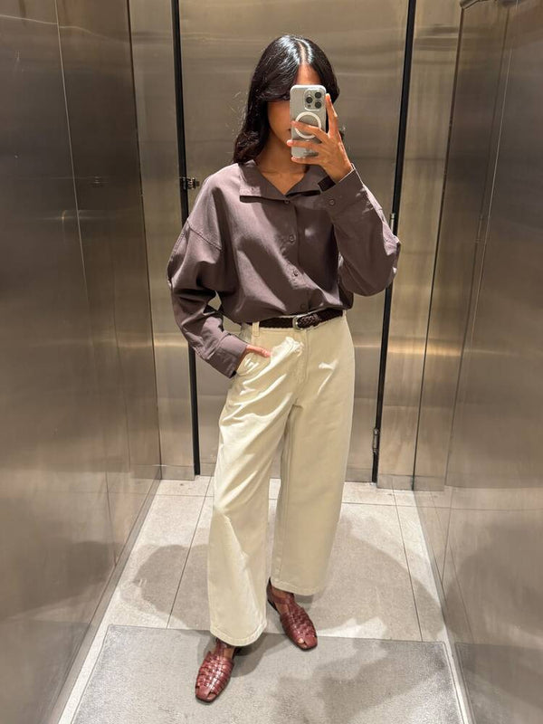 Cotton Wide Leg Trousers