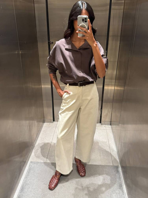 Cotton Wide Leg Trousers