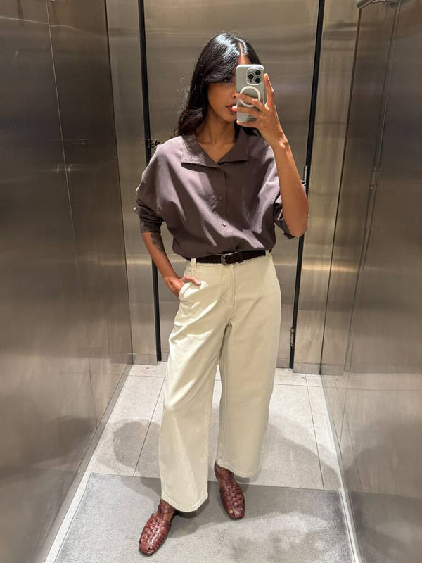 Cotton Wide Leg Trousers