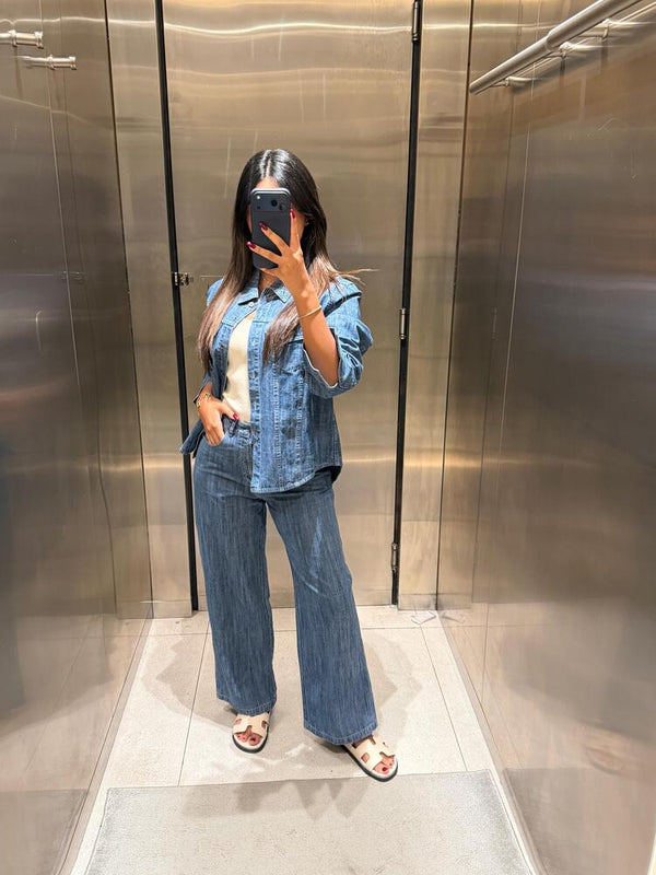 Collared Denim Set