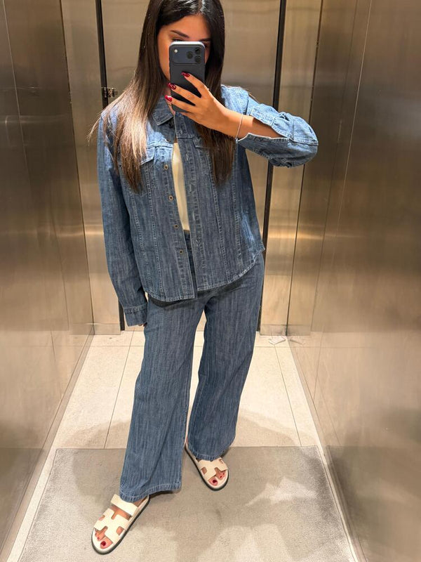 Collared Denim Set